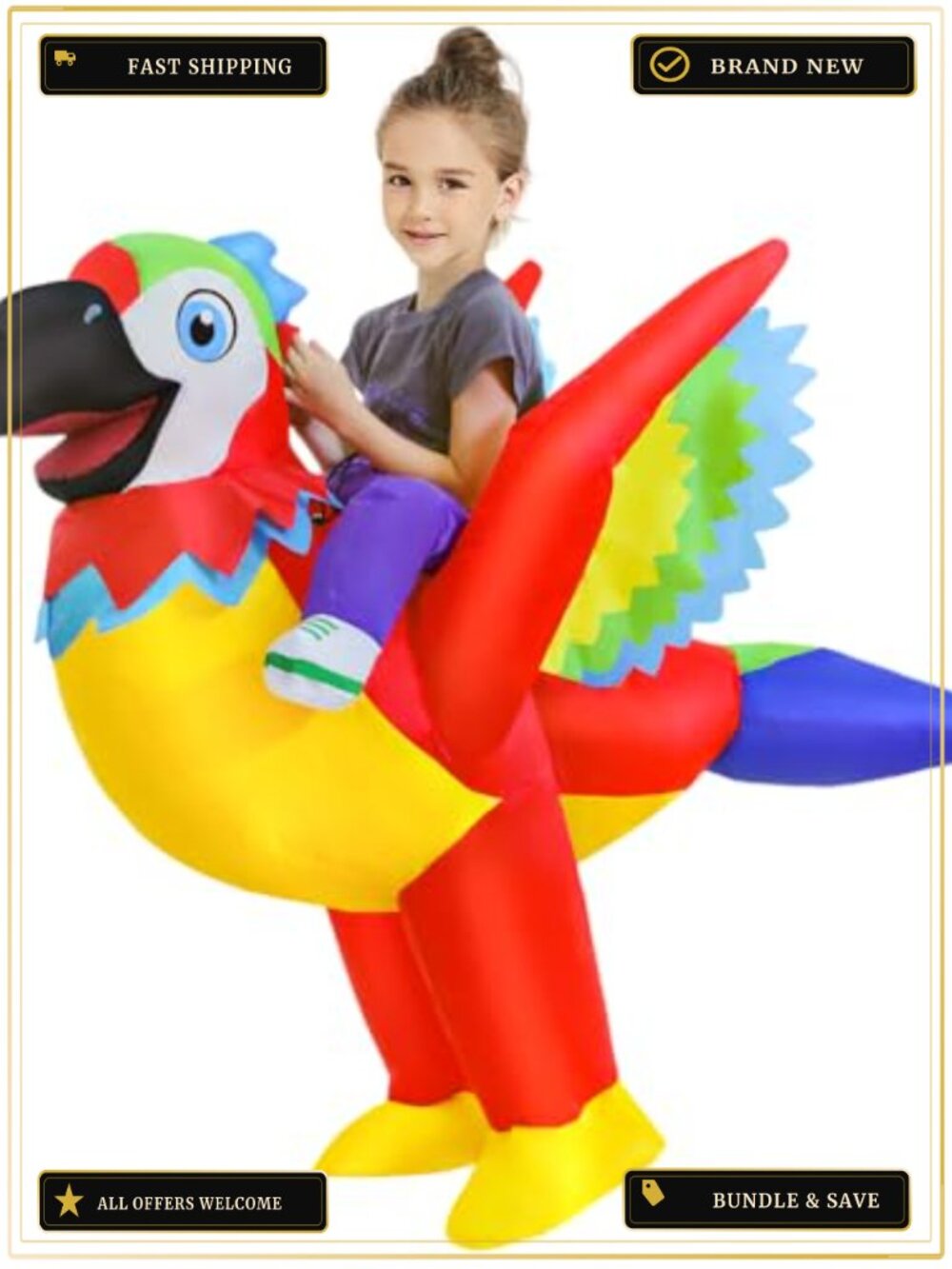 Kids Inflatable Parrot Costume Blow Up Ride On Funny Halloween Party